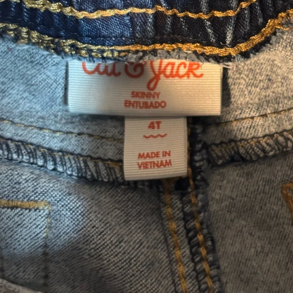 Cat & Jack 4T Kids Blue Jeans with elastic waistband and tie